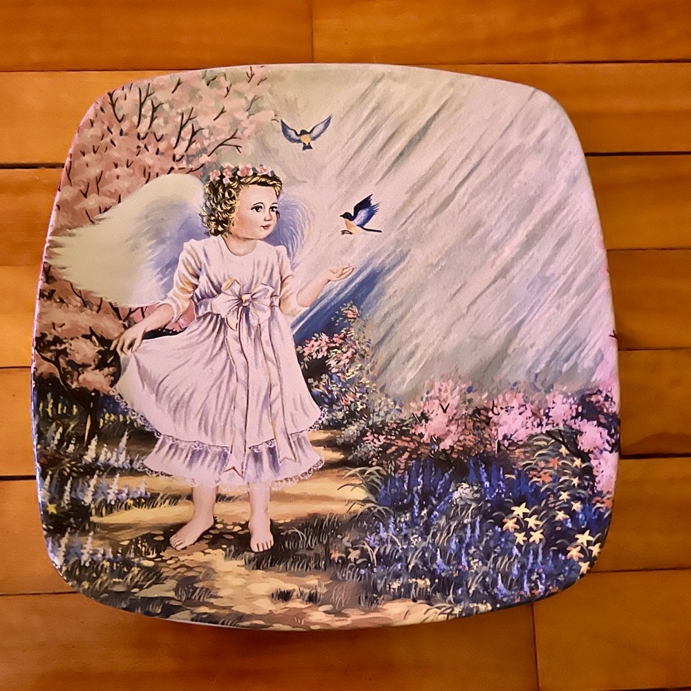 An Angel’s Guidance decorative square plate